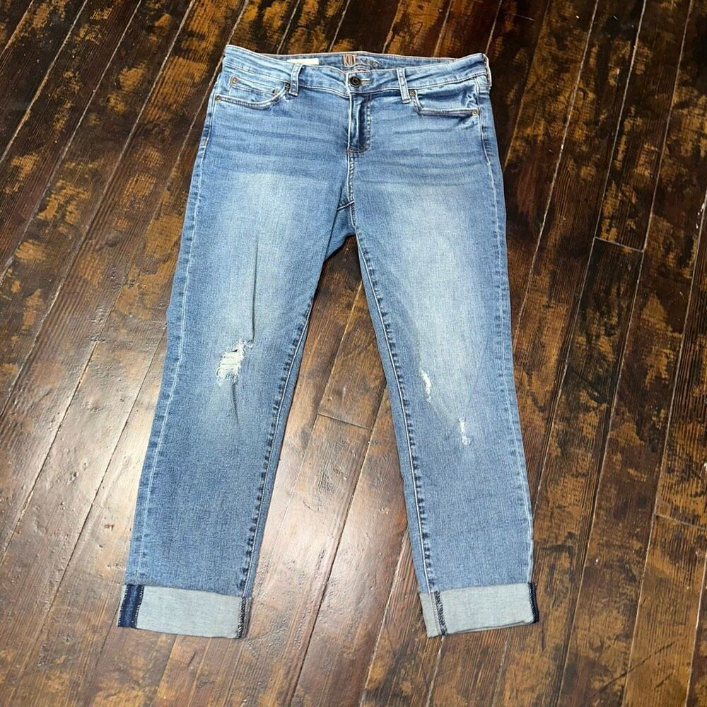 Kut from the Kloth light wash cuffed Katy boyfriend relaxed jeans